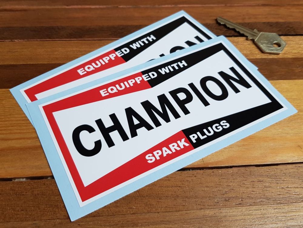 Champion Spark Plugs 'Equipped With' Oblong Stickers. 4.25