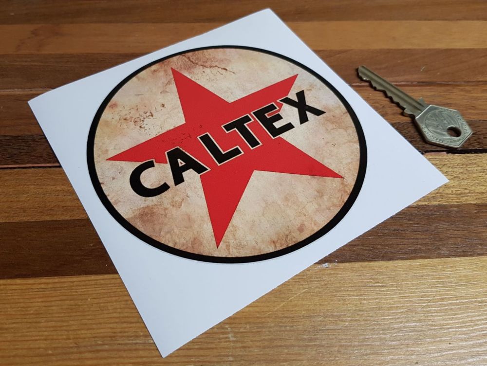 Caltex Distressed Circular Logo Sticker. 5