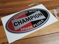 Champion Spark Plugs 'Equipped With' Silver Oval Sticker. 8".