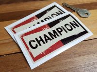 Champion Worn Distressed Aged Look Stickers. 4" Pair.