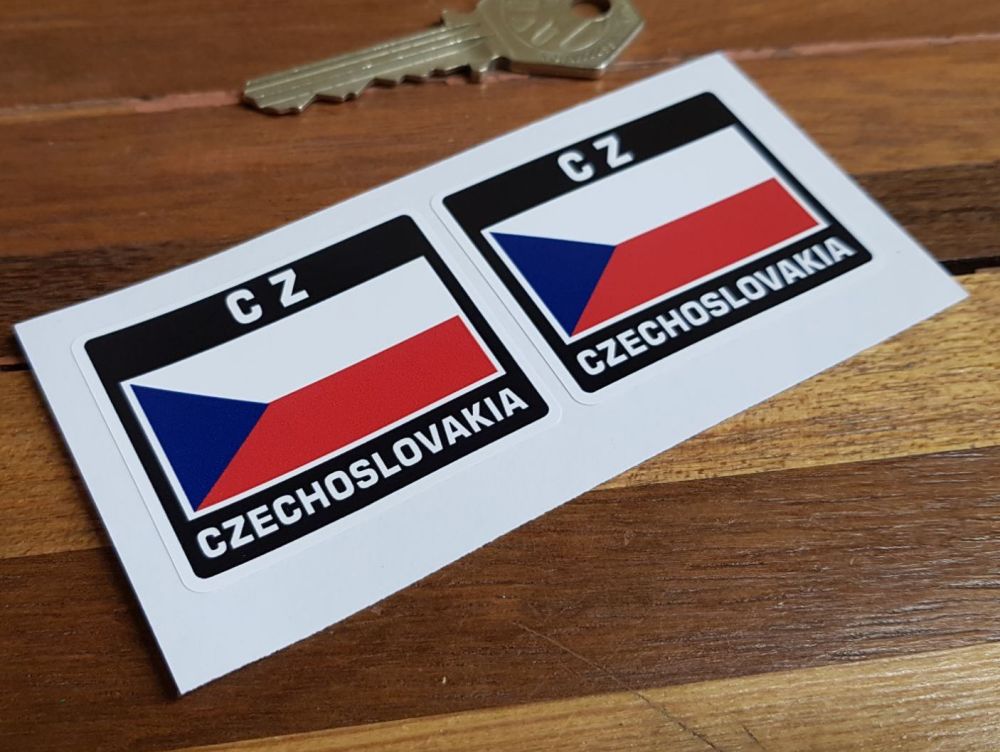 CZ Czechoslovakia Flag Style Stickers. 2
