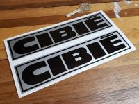 Cibie Black & Silver Oblong Stickers. 8" Pair.