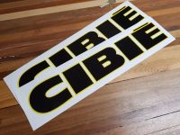 Cibie Black & Yellow Cut To Shape Letters Stickers. 16.5" Pair.