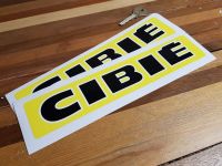 Cibie Black & White Text on Yellow Narrow Style Oblong Stickers. 10