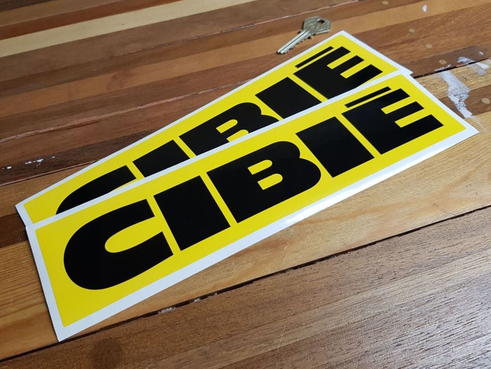 Cibie Black On Yellow Oblong Stickers. 10" or 11.5" Pair.