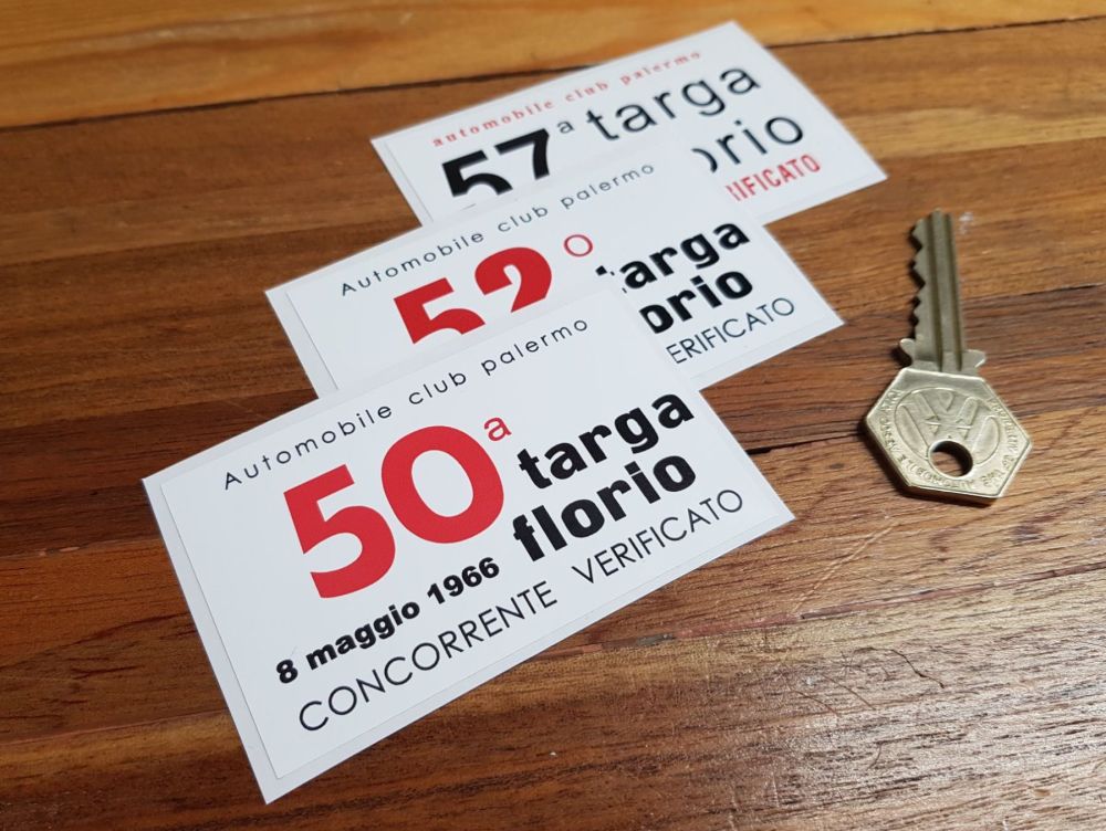 Targa Florio 60's Competing Verification Sticker - 1966, 1968, or 1973 - 3.25"
