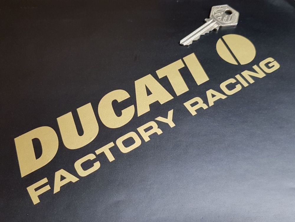Ducati Factory Racing Text Cut Vinyl Stickers - Various Colours - 8" or 12" Pair