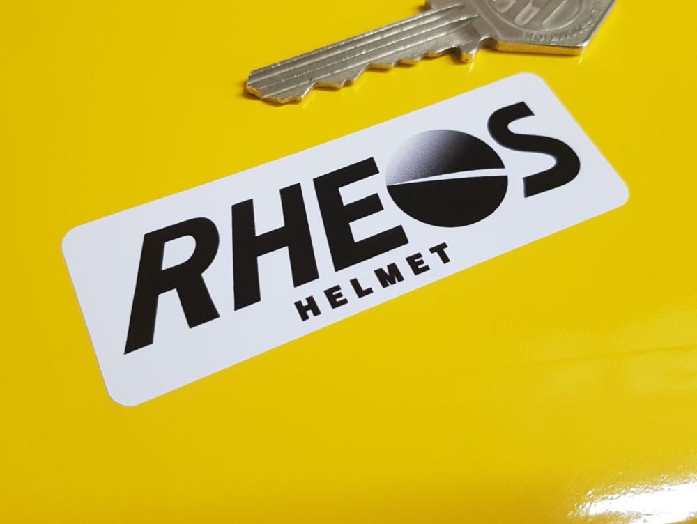 Rheos Helmet Senna etc Thin Oblong Sticker - White Background - 3"