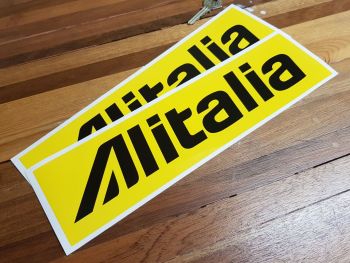 Alitalia Later Style Yellow & Black Oblong Stickers 12" Pair