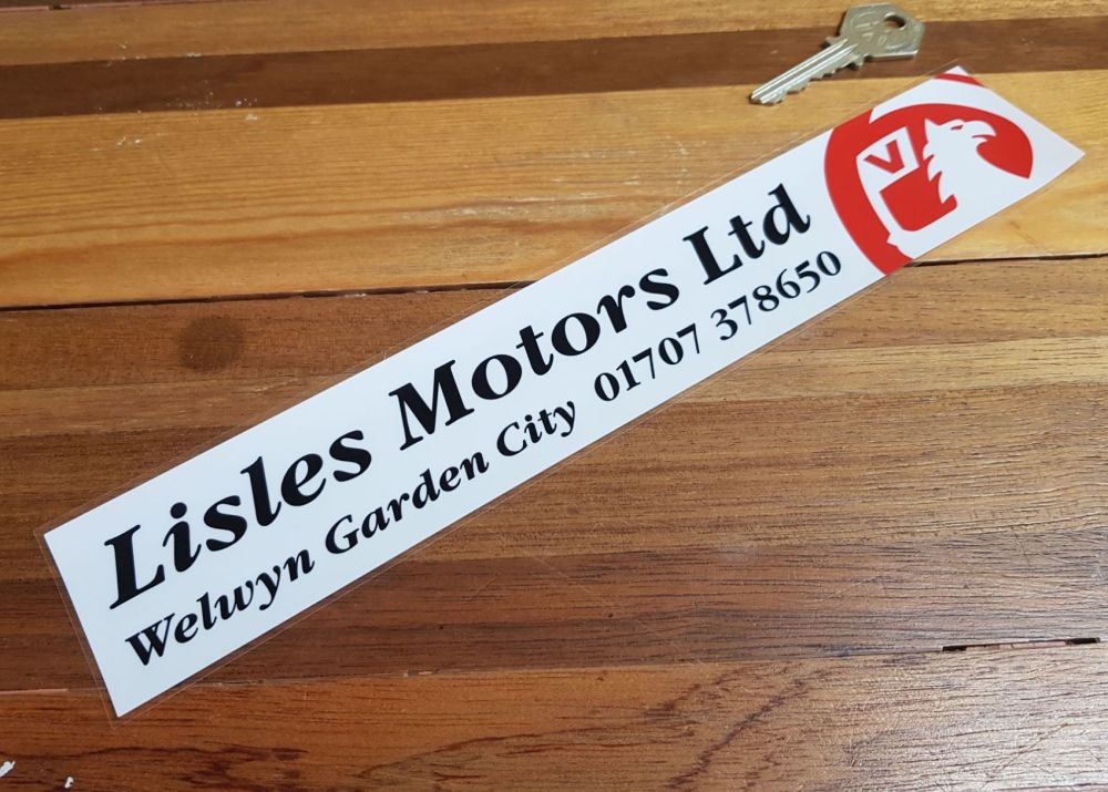 Vauxhall Dealer Window Sticker - Lisles Motors Ltd - 11"