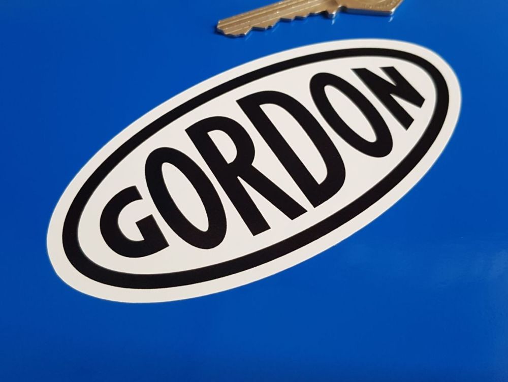 Gordon English Tools Black on White Oval Sticker 4.75