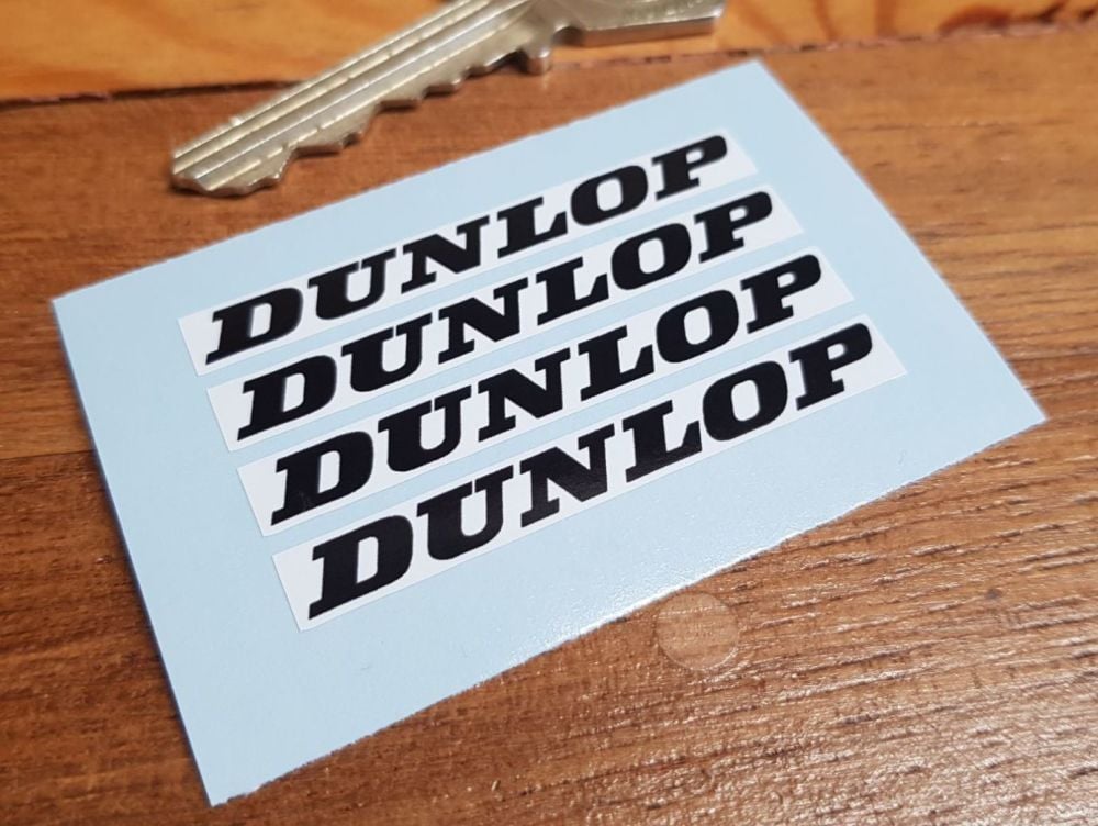 Dunlop Black & White Oblong Stickers - 52mm - Set of 4