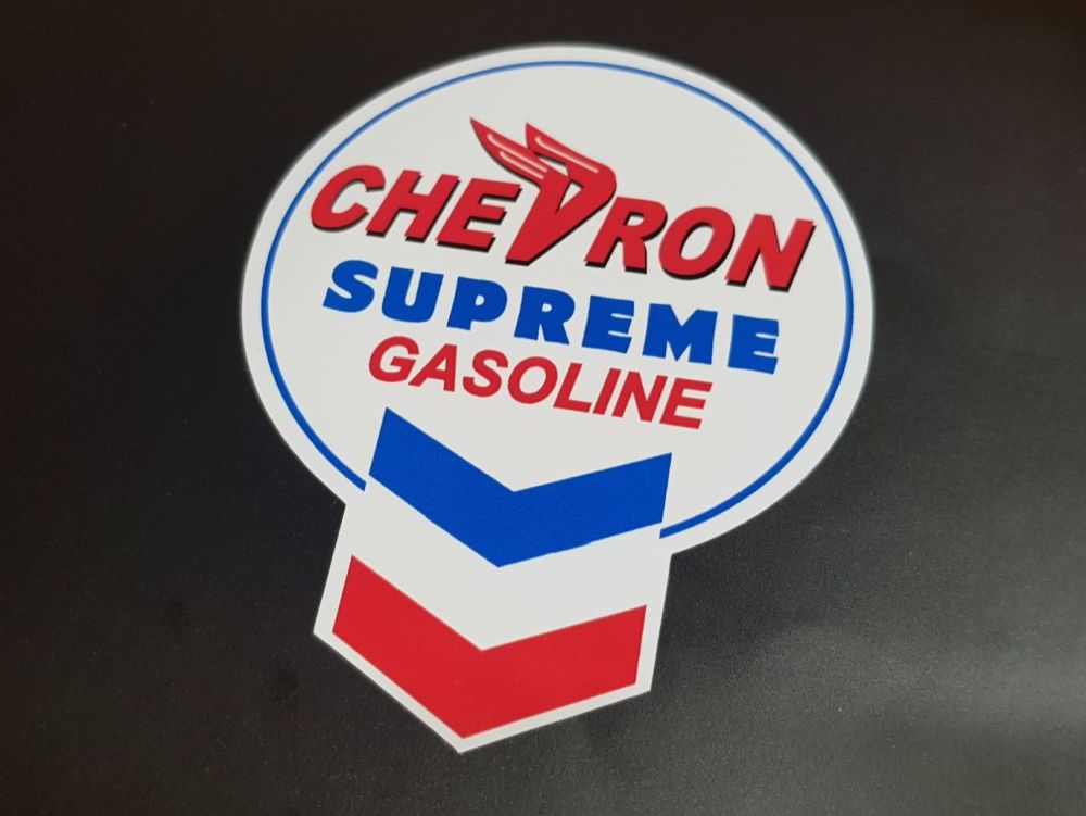 Chevron Old Keyhole Style Supreme Gasoline Sticker - 6" or 10"