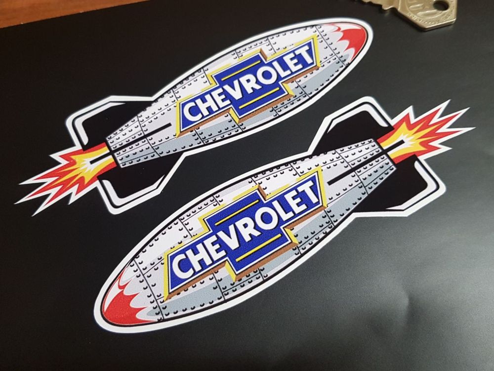 Chevrolet Shaped Torpedo Stickers 6" Pair
