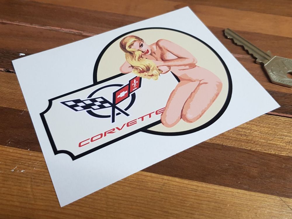 Corvette Naked Girl Pin Up Lady Sticker. 5