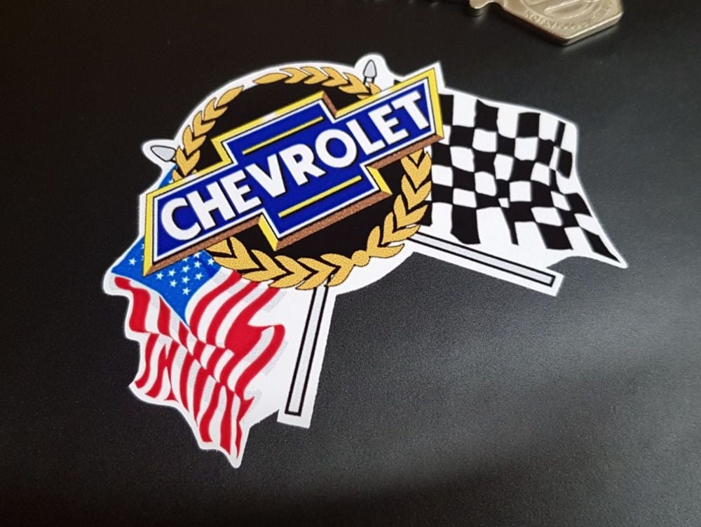 Chevrolet Flag & Scroll Style Sticker - 4" or 10.5"