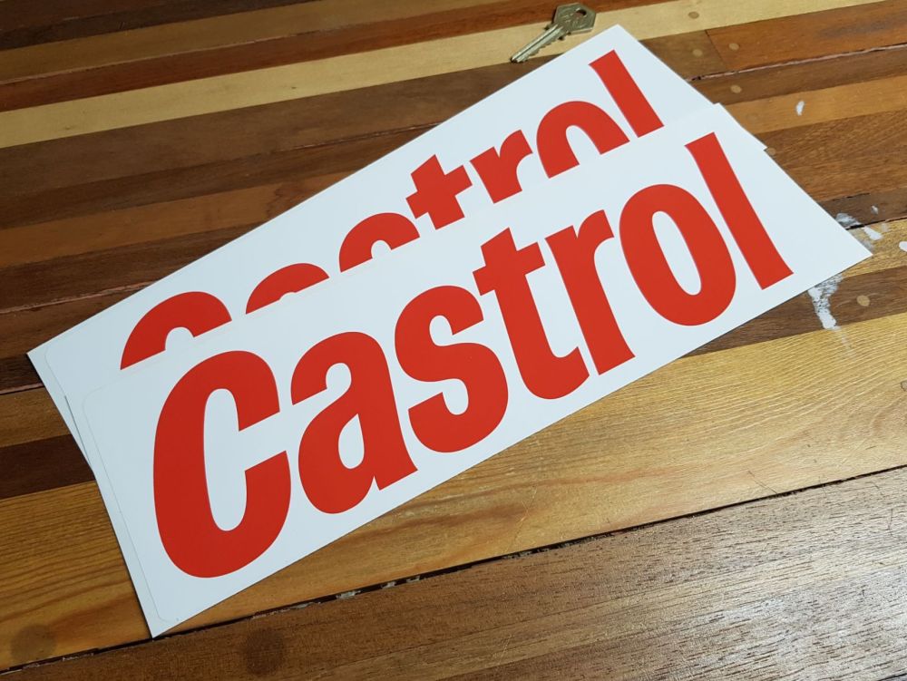 Castrol Printed Text Oblong Stickers - Thin Style - 14