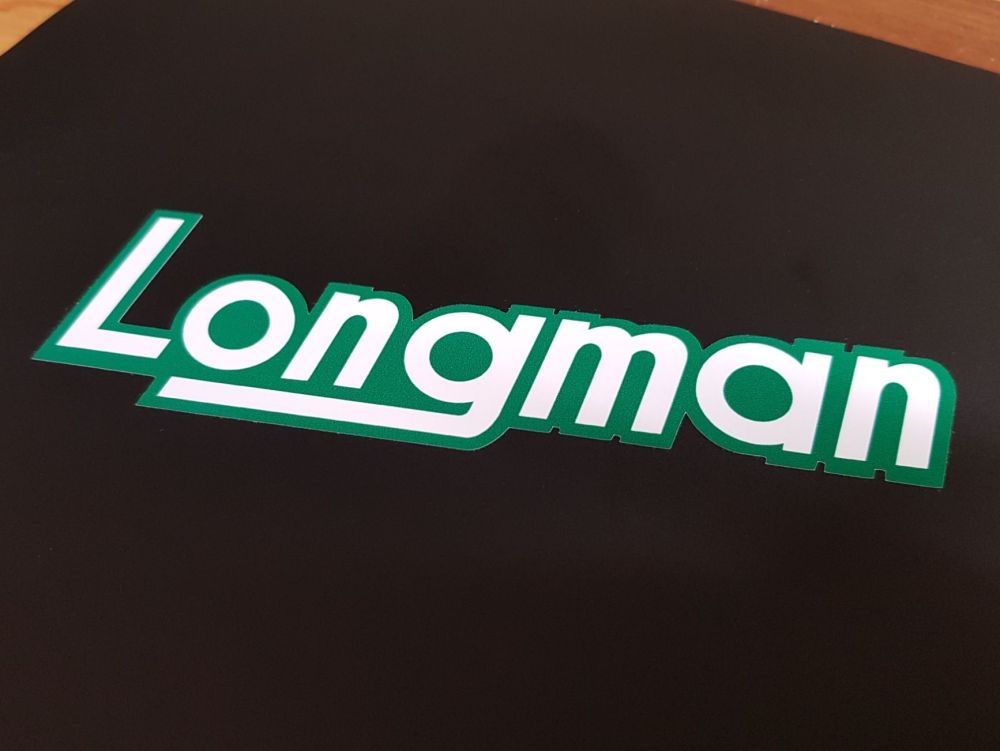 Longman Shaped Green & White Text Stickers 16" Pair