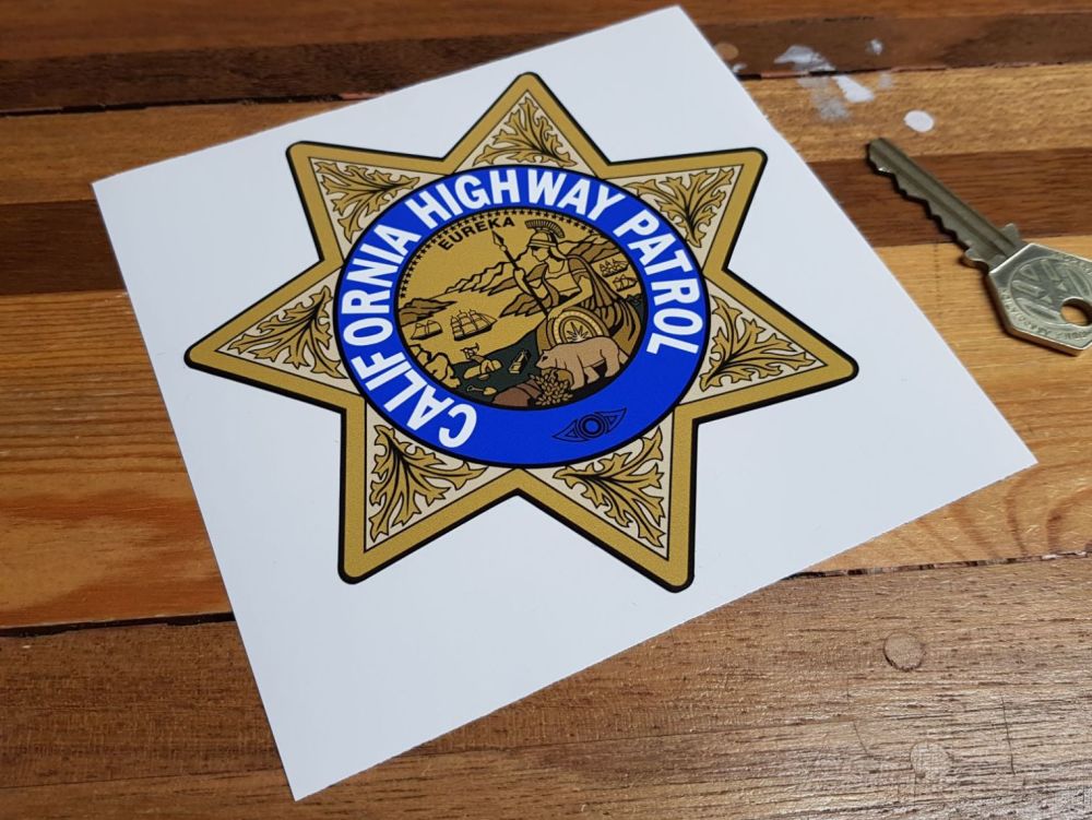 California Highway Patrol Star Shield Car Sticker - Gold Non-Metallic Style - 5"