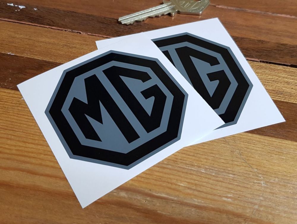 MG Black & Dark Grey Octagon Stickers 2.75