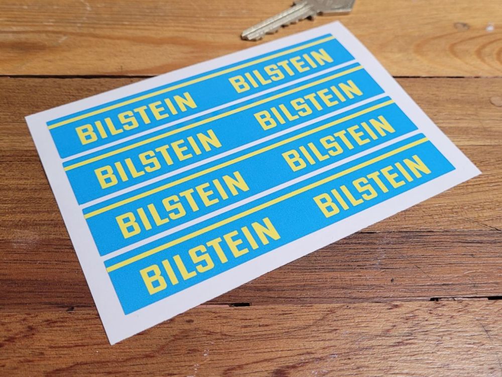 Bilstein Shock Absorbers Blue & Yellow Oblong Stickers - Set of 4 - 125 x 2