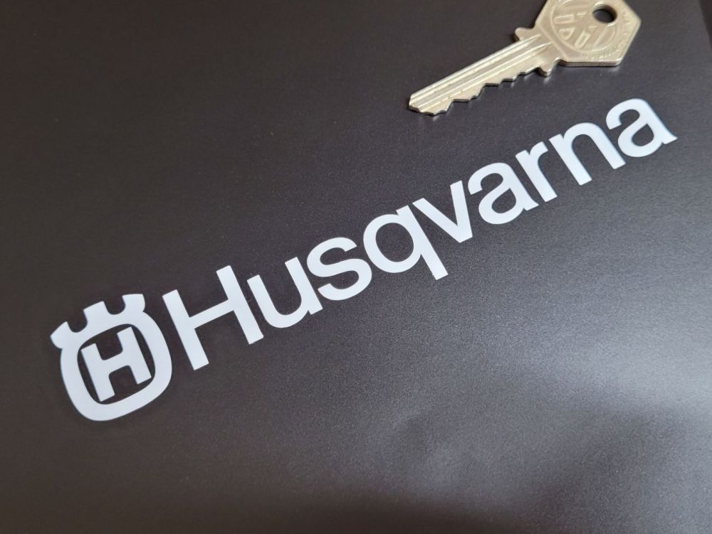Husqvarna Cut Logo & Text Stickers 6" Pair