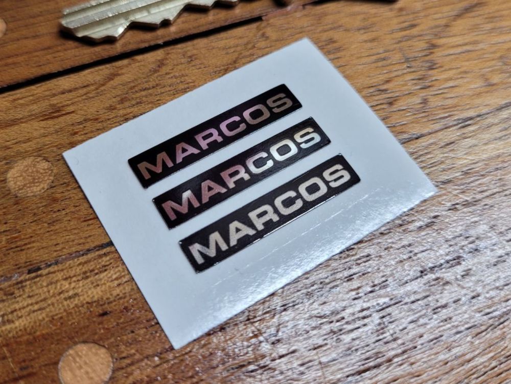 Marcos Oblong Chrome Style Stickers -Set of 3 - 25mm 