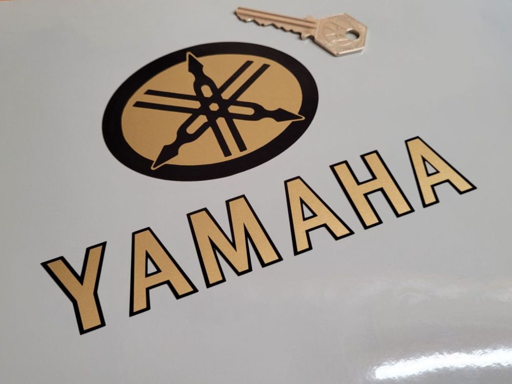 Yamaha Text & Oval Black & Gold Stickers - 6.5 Pair
