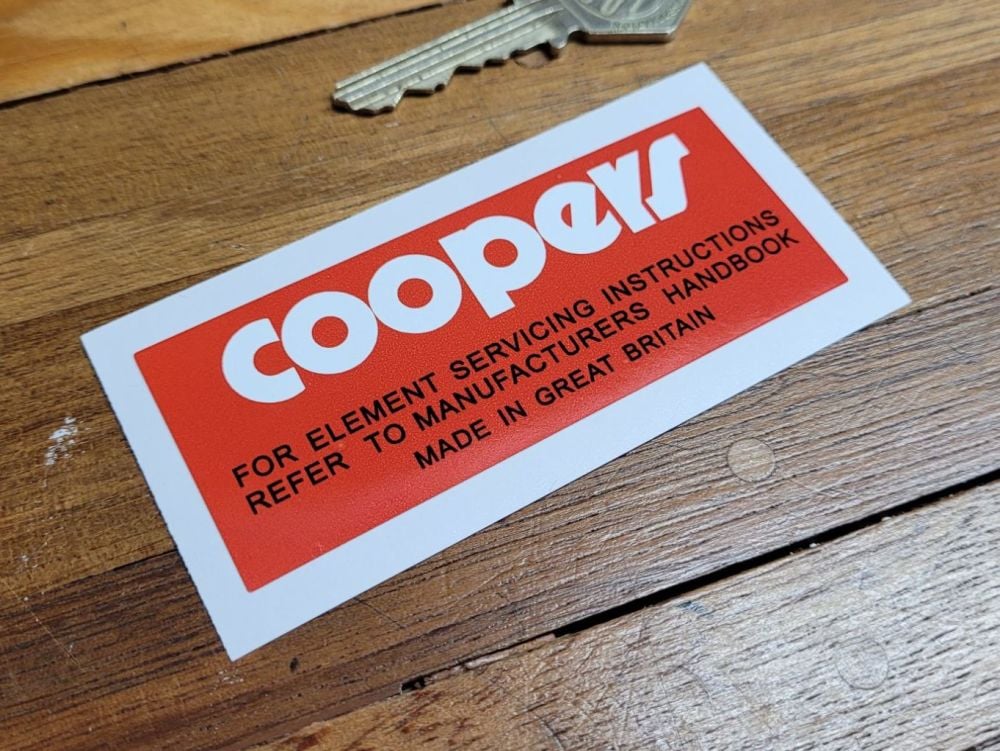 Coopers Element Servicing Instructions Sticker 3.5