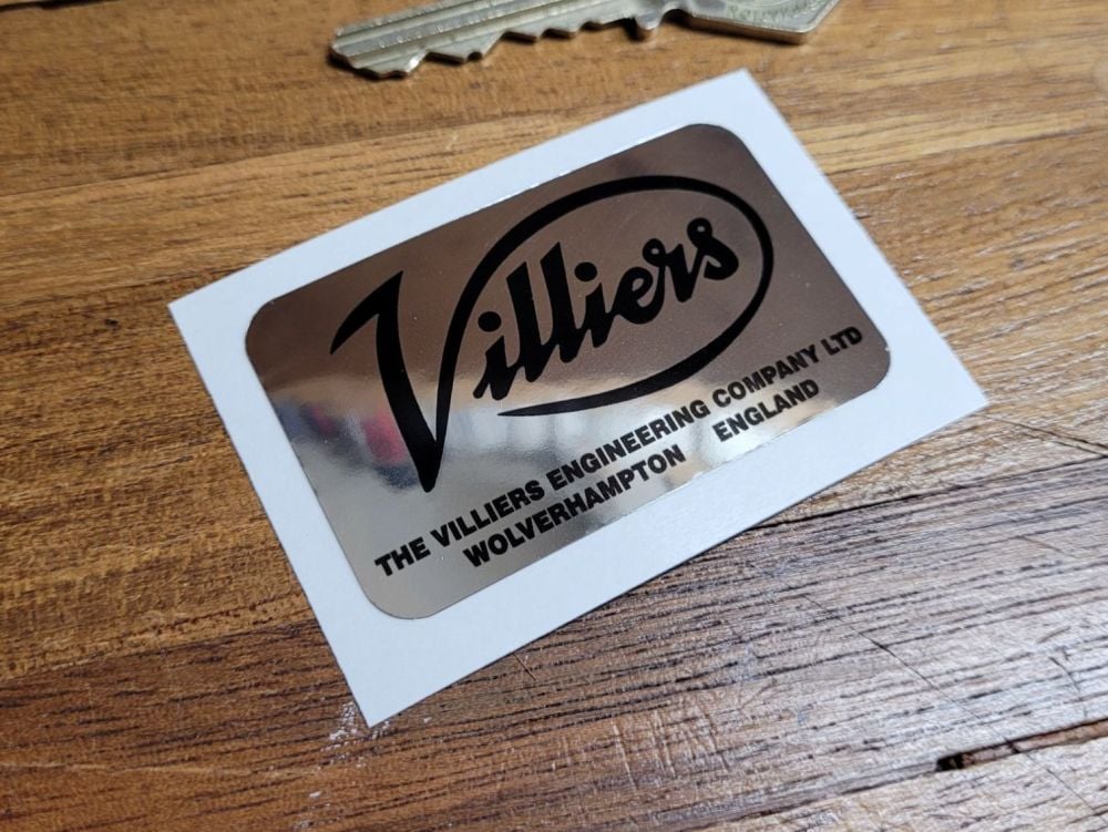 Villiers Engineering Company Black & Foil Oblong Sticker 2.25"