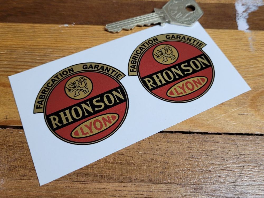 Rhonson Lyon Fabrication Garantie Moped Stickers - 2 Pair