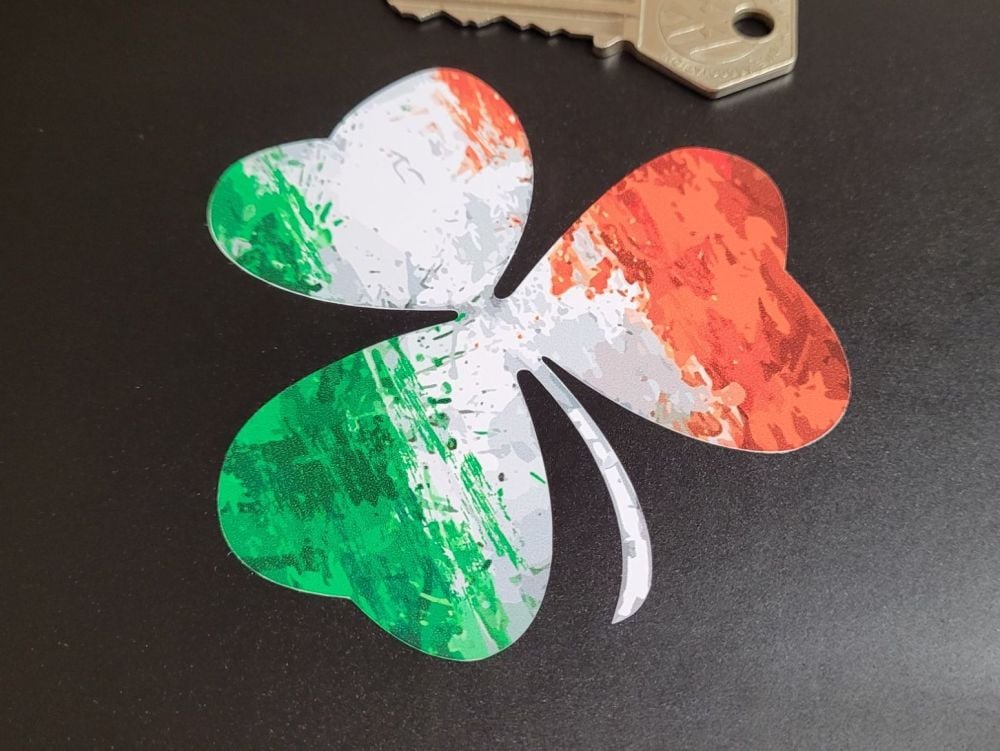 Ireland Irish Shamrock Distressed Flag Sticker 3.5"