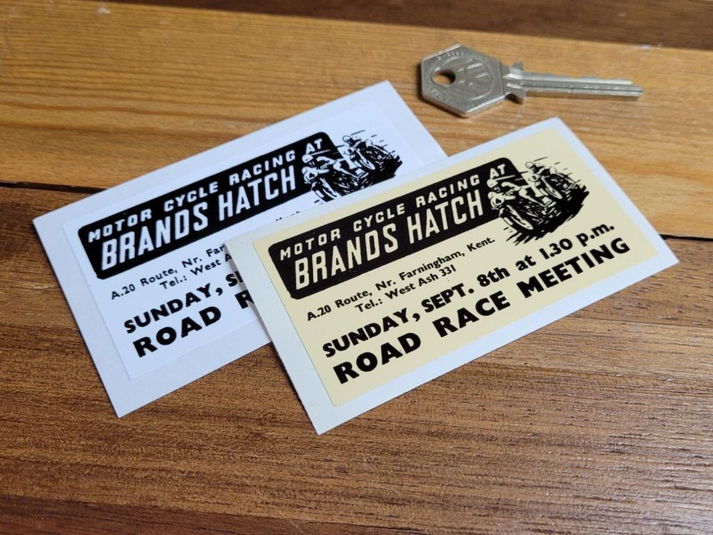 Brands Hatch 'Motor Cycle Racing At' Sticker. 3.5