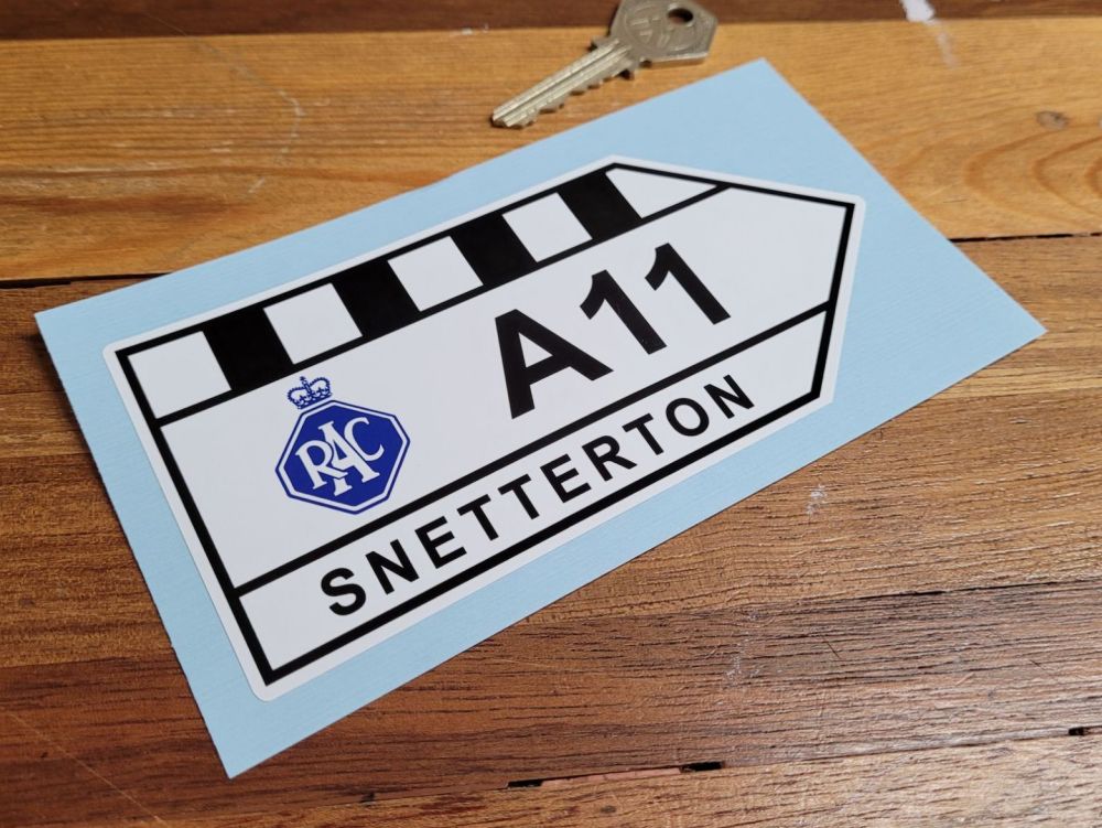 Snetterton RAC A11 Road Sign Sticker - 6" or 12"