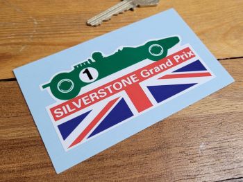 Silverstone Grand Prix Shaped Union Jack Sticker - 4" or 5"