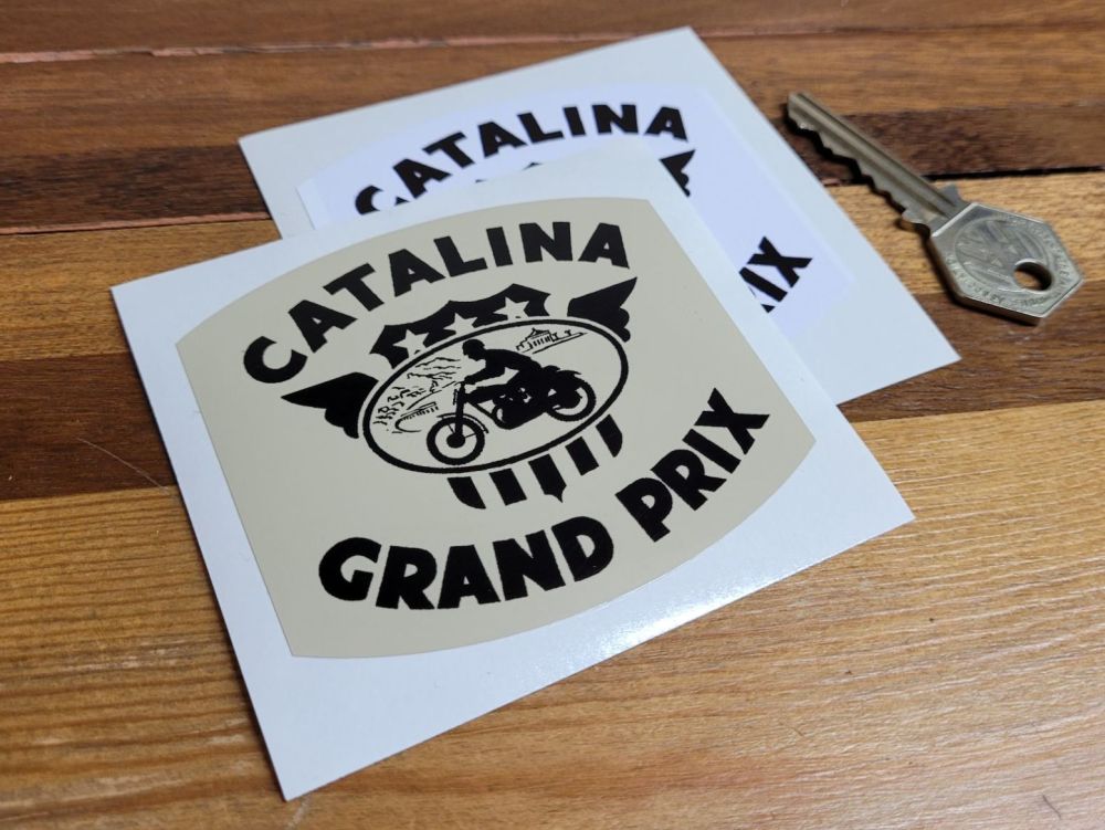 Catalina Grand Prix Sticker. Black & Beige or Black & White. 3