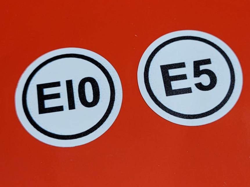 Ethanol E5 & E10 Petrol Fuel Labels - 25mm or 60mm Pair
