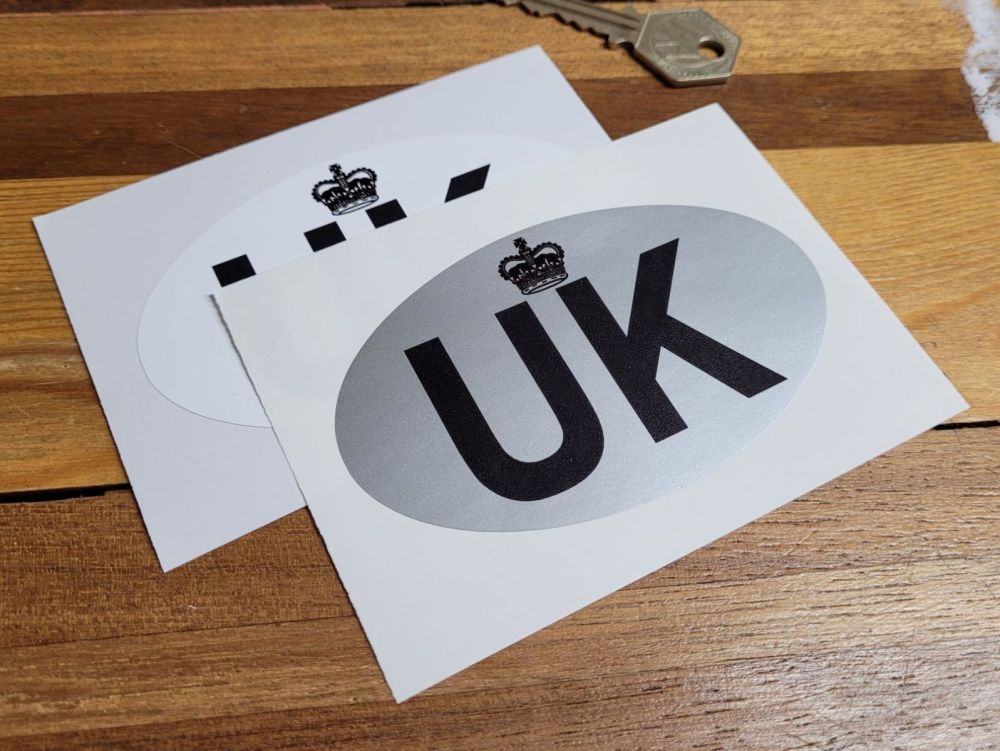 UK Travel ID Plate Sticker - White or Silver - 4