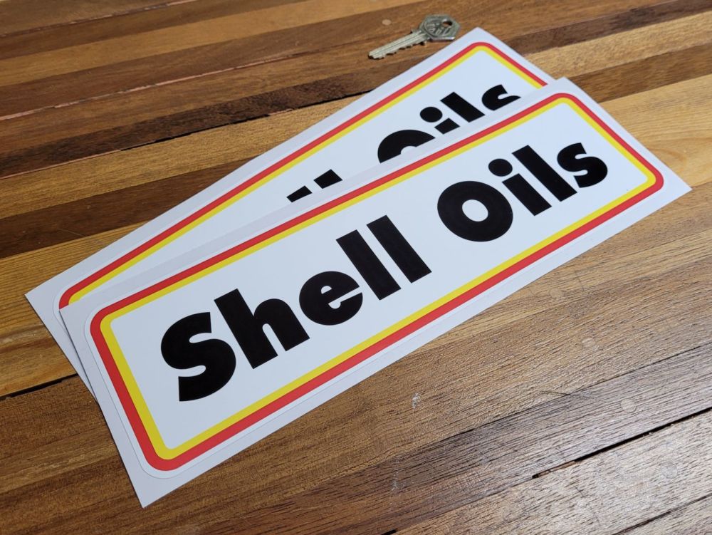 Shell Oils Type A Thick Oblong Stickers - 11" Pair