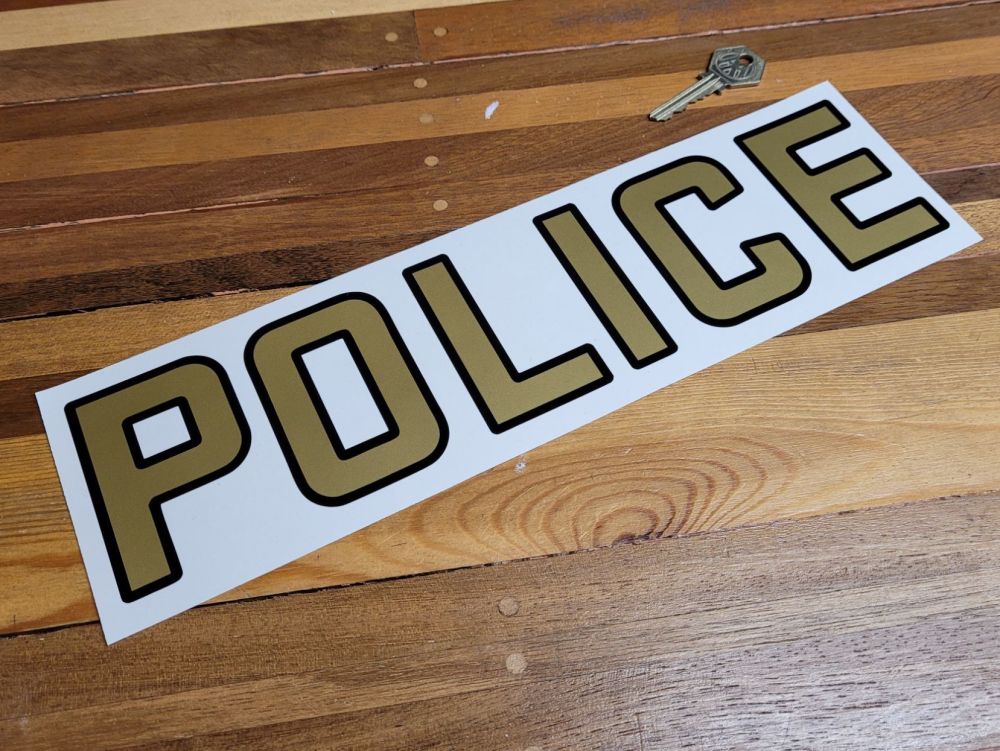 Police LAPD Style Gold Text Pedal Car Sticker - 13"