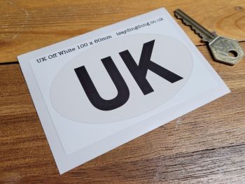 UK Travel ID Plate Plain Style Sticker - Off-White - 4"