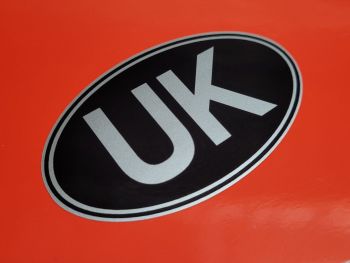 UK Black & Silver No Rivets ID Plate Sticker - 3" or 5"