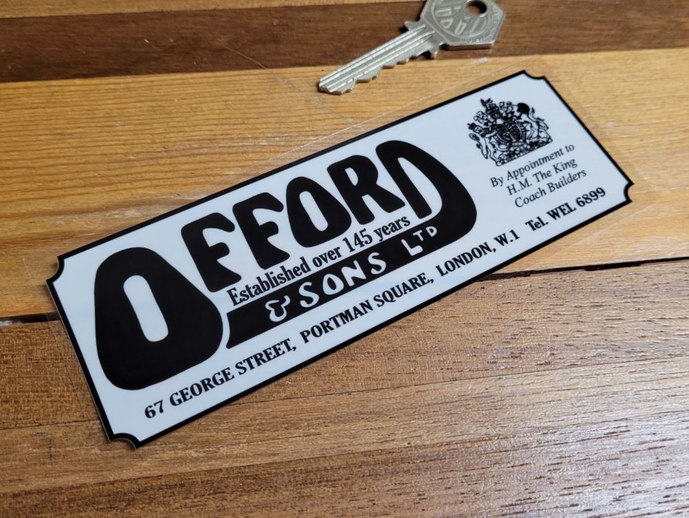 Offord & Sons, Portman Square, London, Over 145 Years, Dealer Window Sticker - 6"