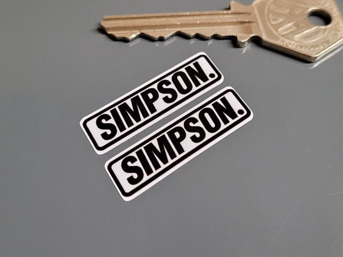 Simpson Black & White Slanted Oblong Stickers - 1.5" or 3" Pair