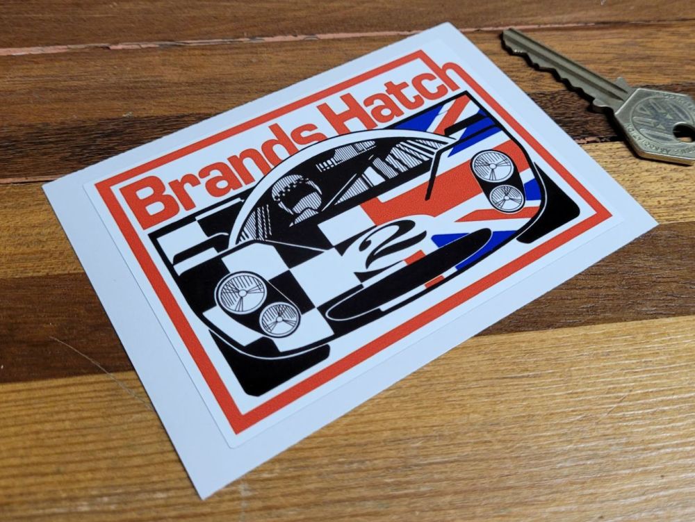 Brands Hatch Union Jack & Chequered Flag Sticker - 4"