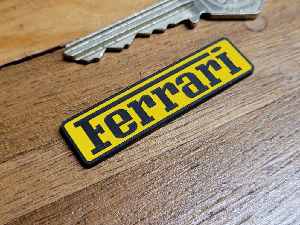 Ferrari Oblong Yellow and Black Self Adhesive Car Badge - 2