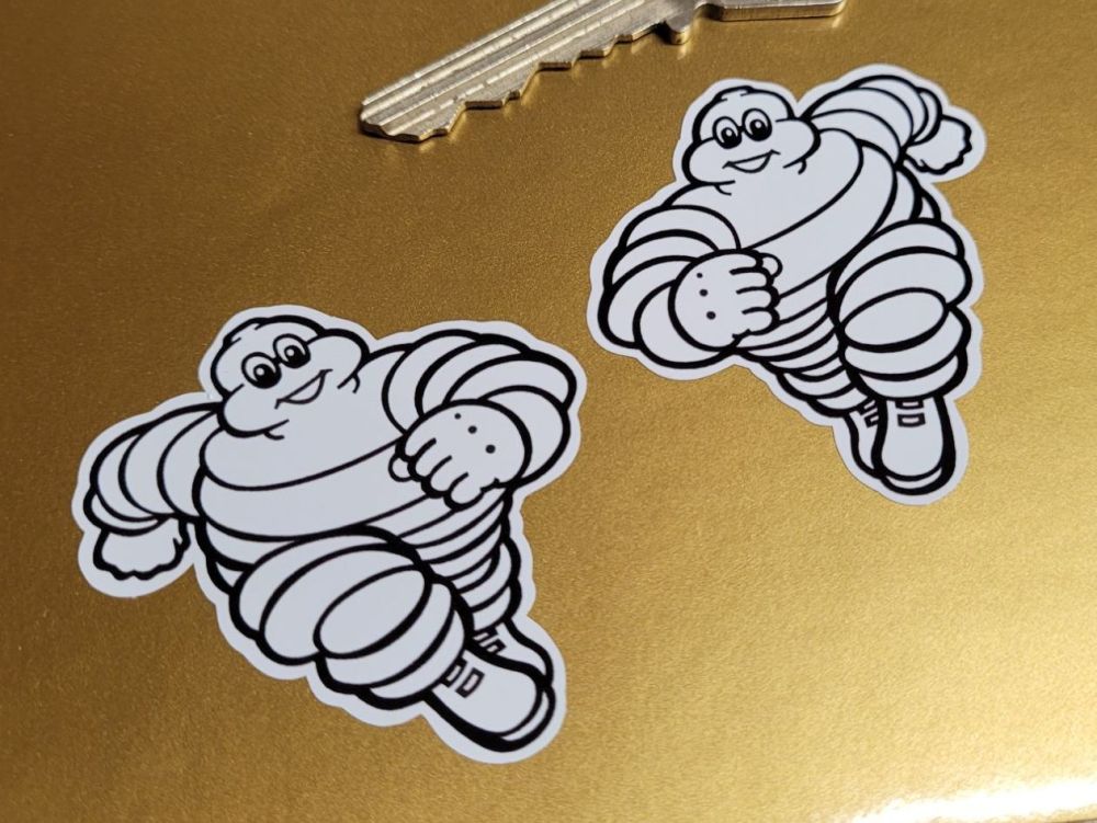 Michelin Bibendum Running Towards Stickers - 2" Handed Pair