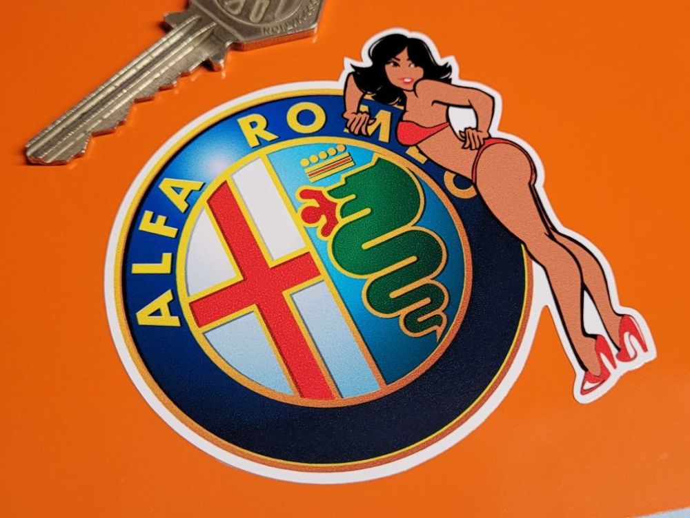Alfa Romeo Logo & Sexy Lady Sticker - 3