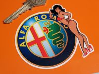 Alfa Romeo Logo & Sexy Lady Sticker - 3"