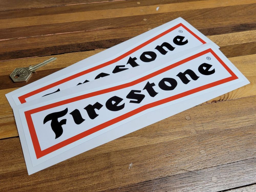 Firestone 'Dicky Bow' with Black Letters Stickers - 5", 8", 9", 10", or 11" Pair